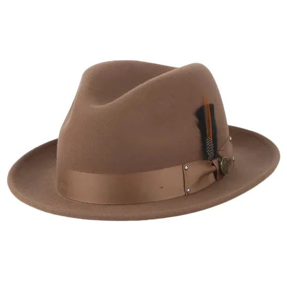 Mocha Steven Land Men's Wool Fedora Felt Winter Hat-The Ayden Style No: WH-100