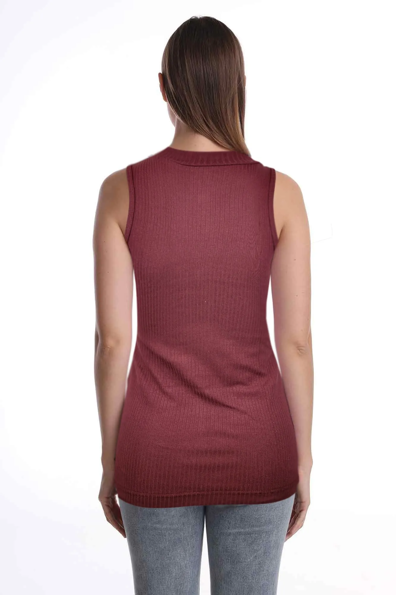 Mock Neck Tank Top | Cotton Blend Assorted Colors | Women