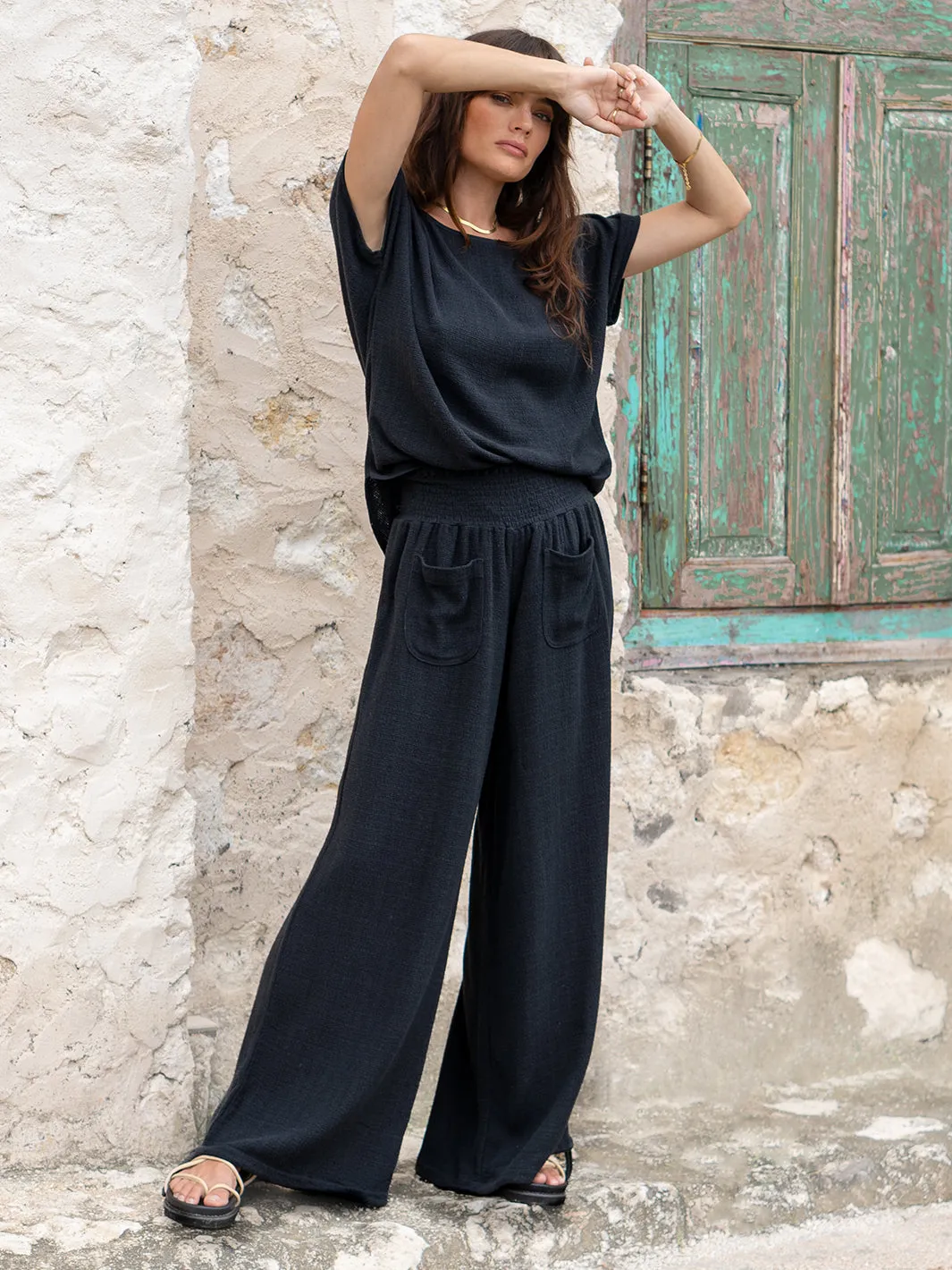 Namaste Linen Blend Pants Charcoal