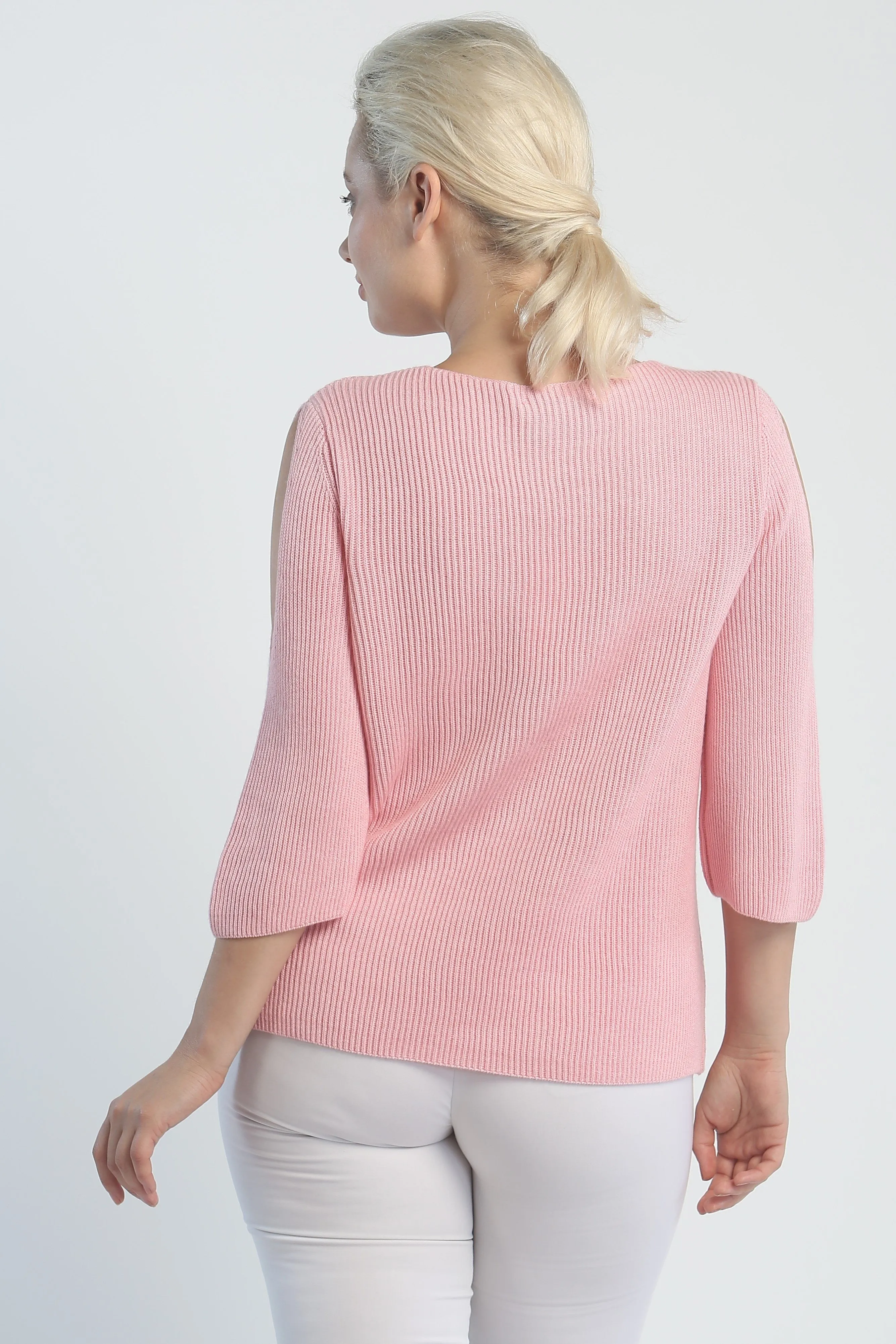 Open Shoulder V-Neck Pullover