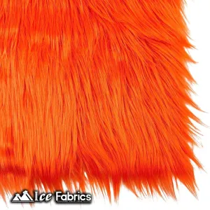 Orange IceFabrics Square Shaggy Long Pile Faux Fur Fabric