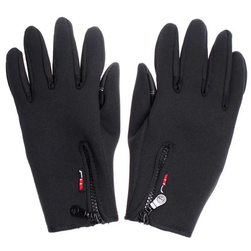 Outdoor Sports Winter Bicycle Bike Cycling Hiking Glove Windproof Simulated Leather Soft & Warm Gloves Black Size M/L/XL