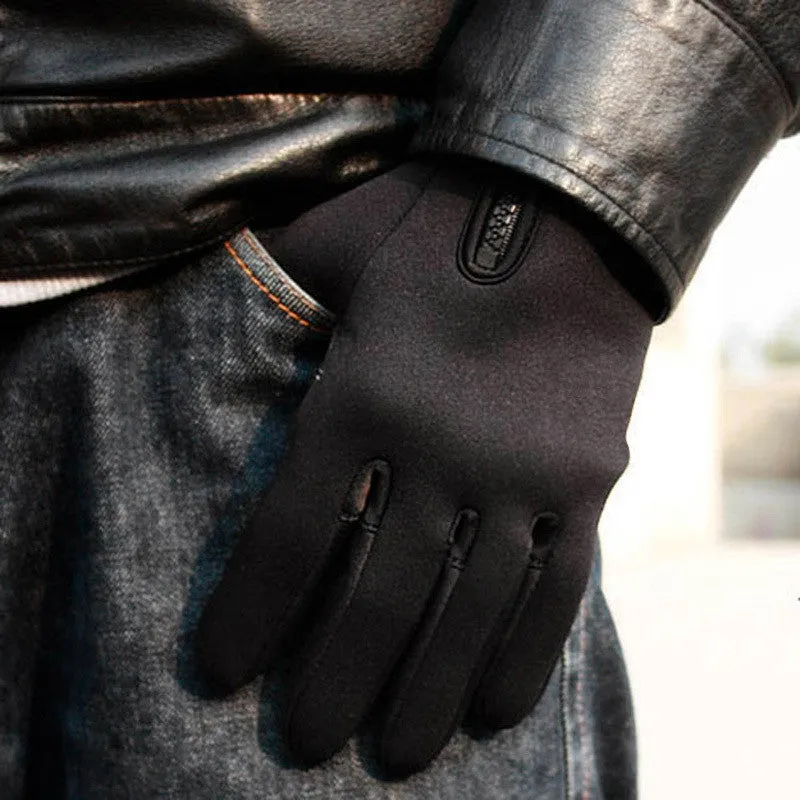 Outdoor Sports Winter Bicycle Bike Cycling Hiking Glove Windproof Simulated Leather Soft & Warm Gloves Black Size M/L/XL