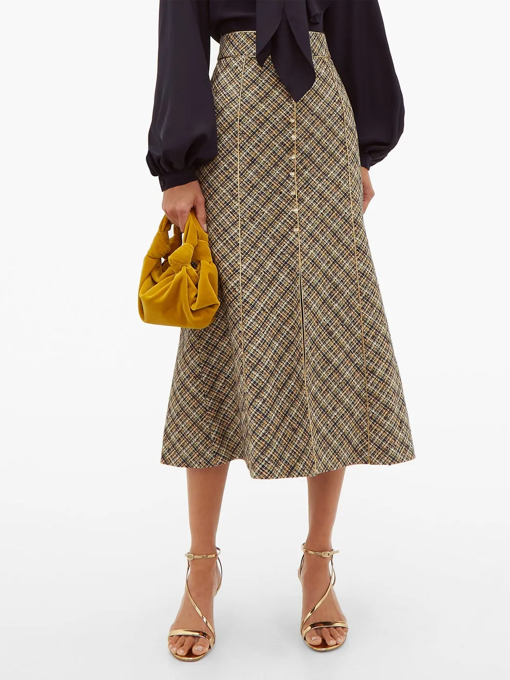 Peter Pilotto High Rise Tweed Midi Skirt