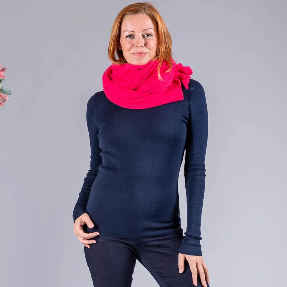 Raspberry Pink Oversize Cashmere Knit Scarf