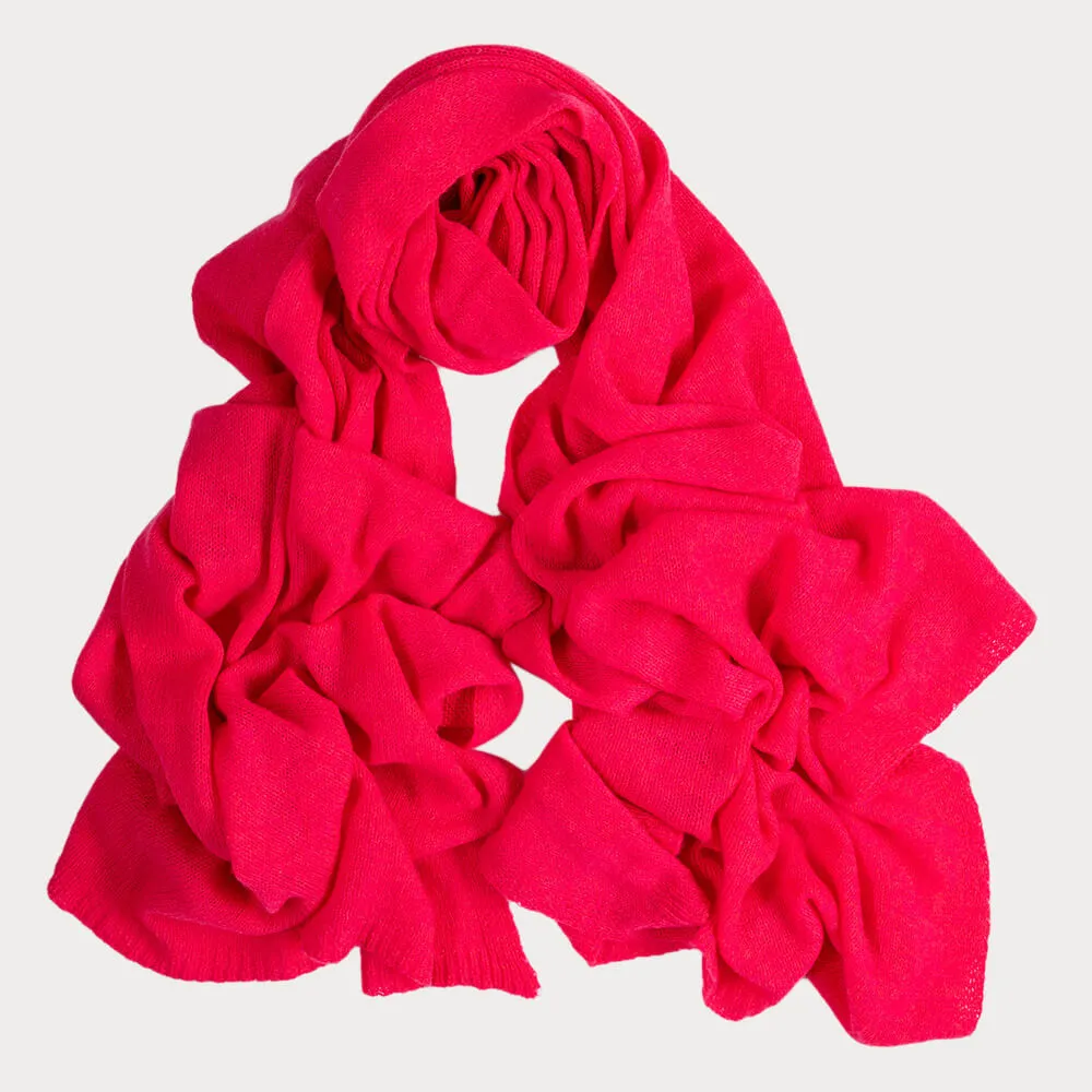 Raspberry Pink Oversize Cashmere Knit Scarf