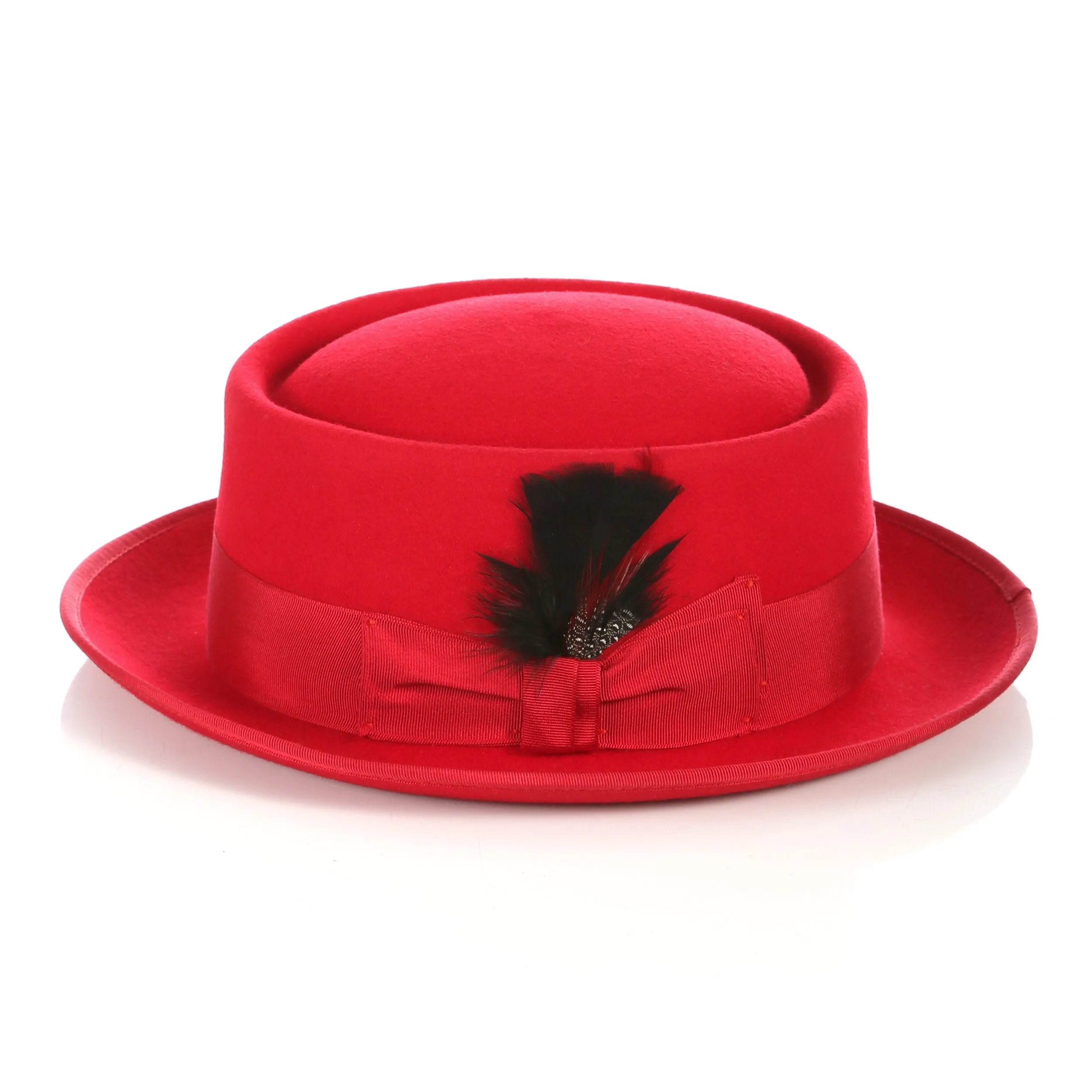 Red Wool Pork Pie Hat