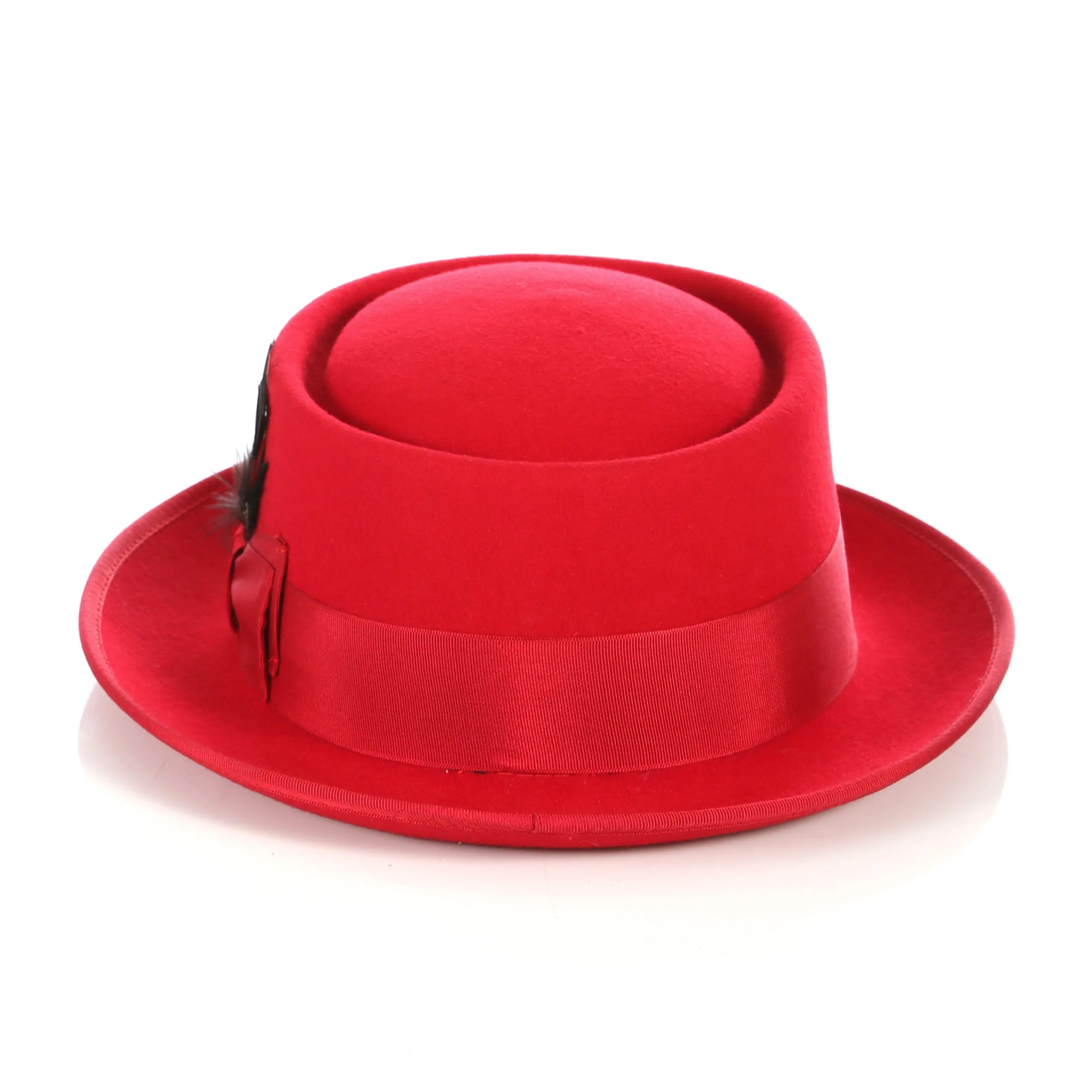 Red Wool Pork Pie Hat