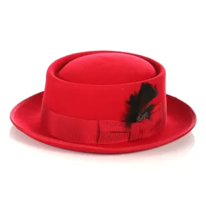 Red Wool Pork Pie Hat