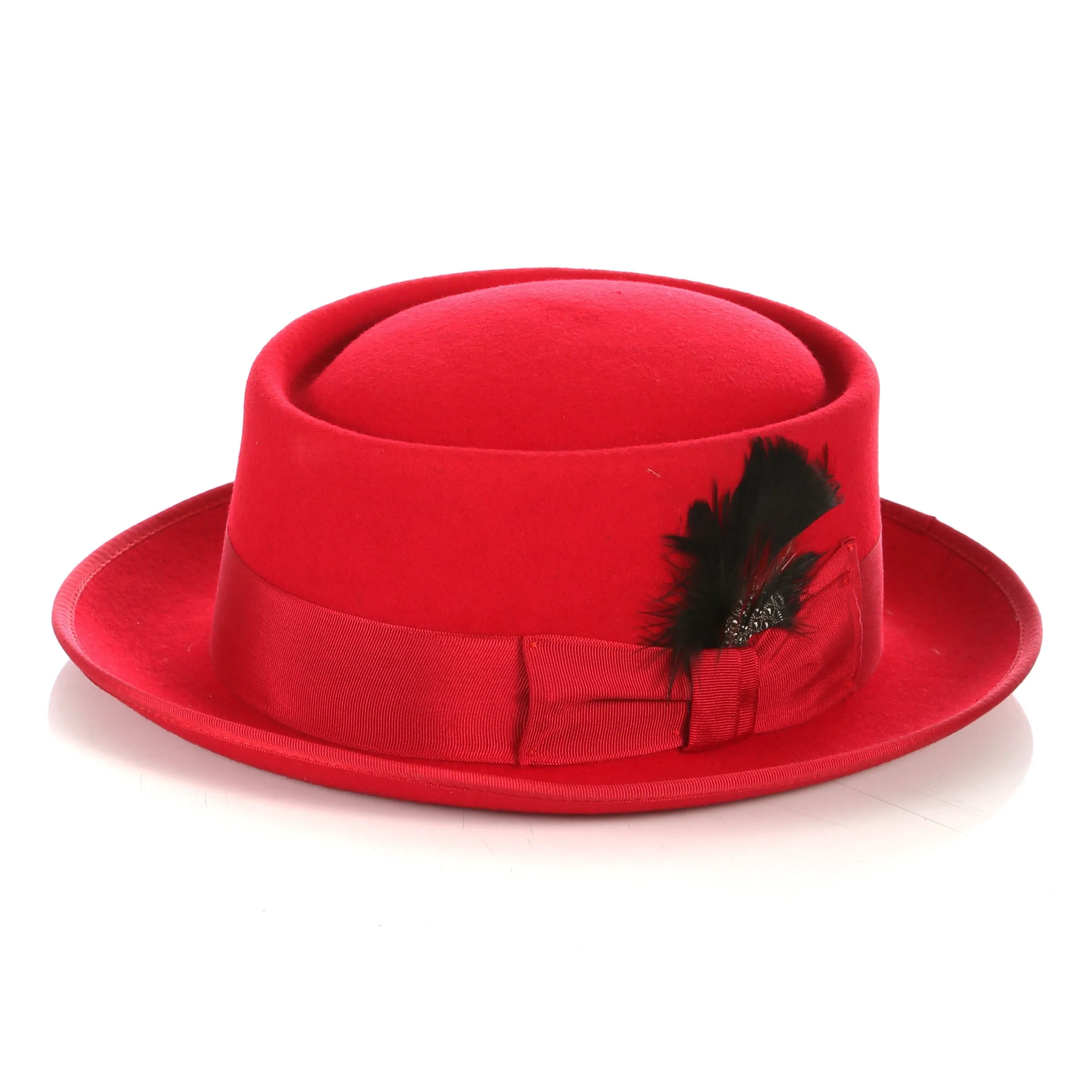 Red Wool Pork Pie Hat