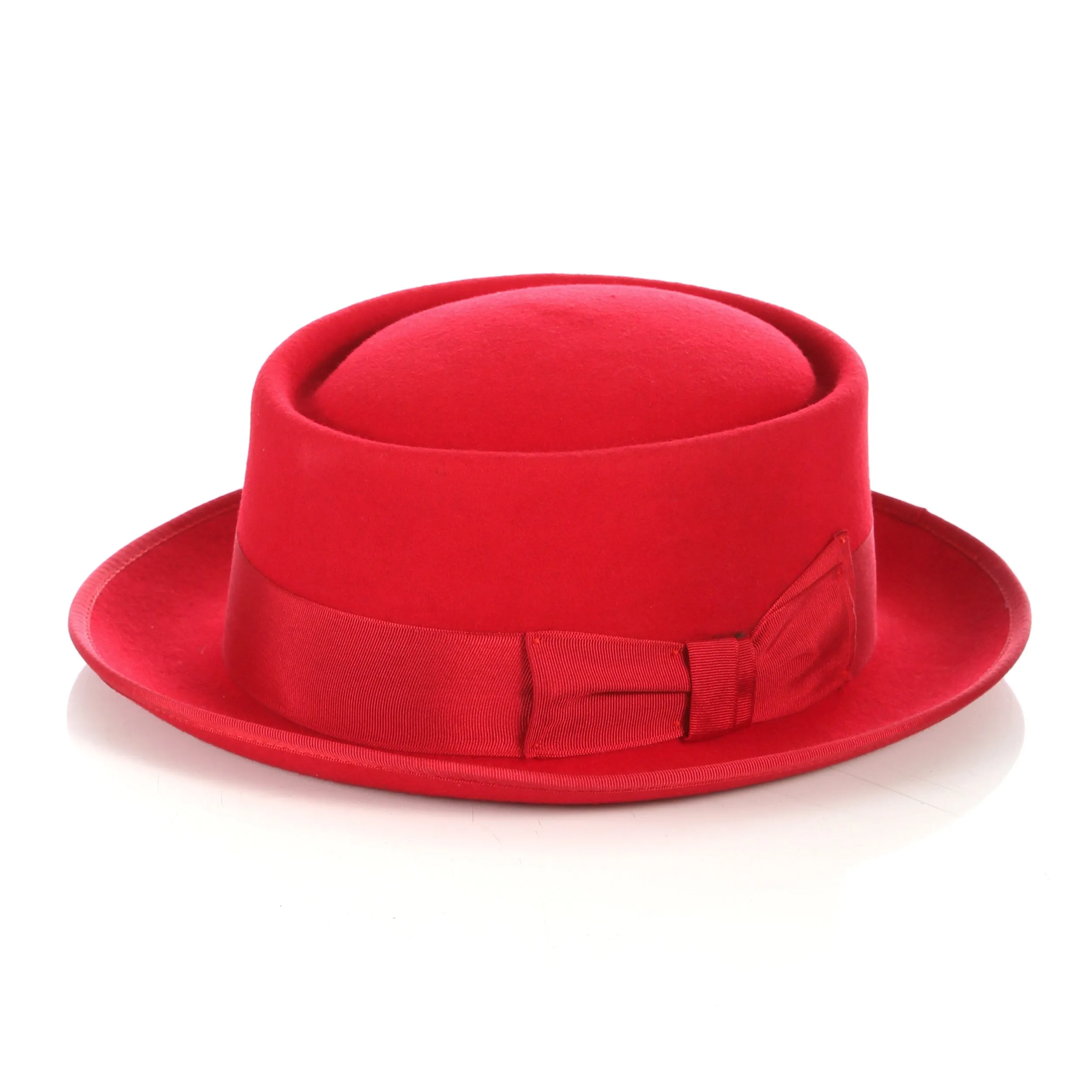 Red Wool Pork Pie Hat