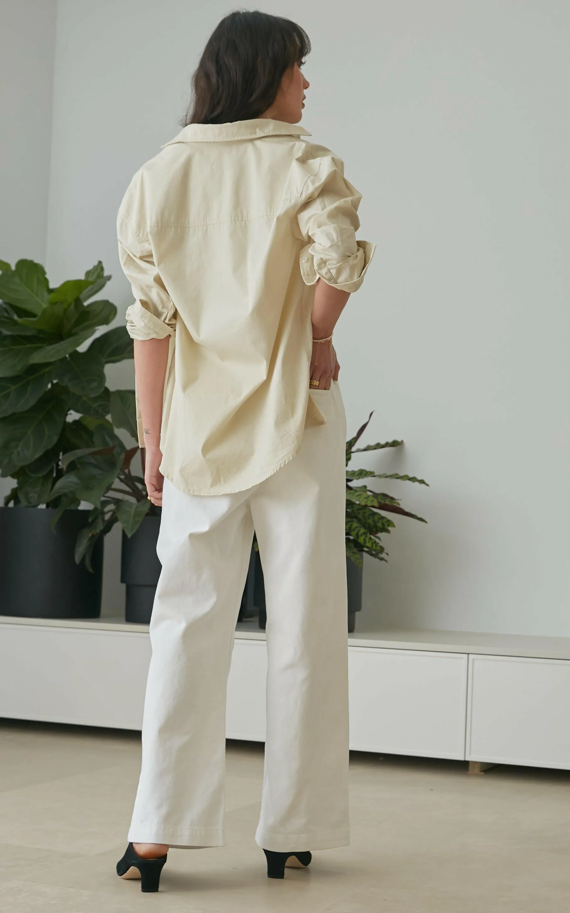 Reina Ivory Boyfriend Twill Pants