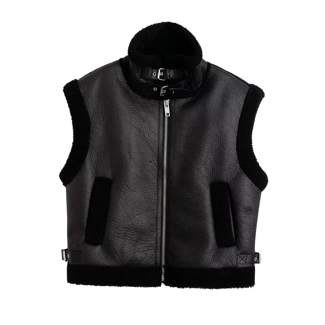 Shearling Lined Sleeveless Vest