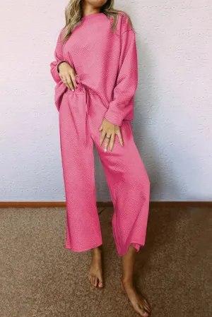 Strawberry Pink Slouchy Textured 2pcs Outfit