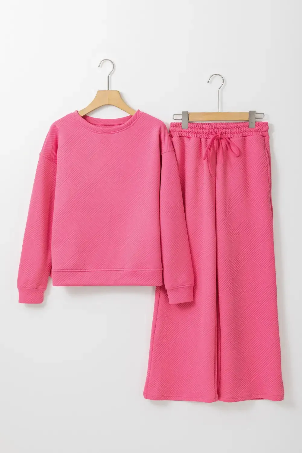 Strawberry Pink Slouchy Textured 2pcs Outfit