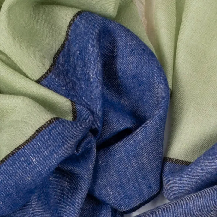 Tea Green and Blue Pashmina Cashmere Shawl