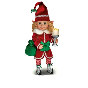 The Ashton-Drake Galleries Charlie Christmas Elf Collection Issue #2: 'Merry the Christmas Elf' Doll Handcrafted Holiday Elf with Light-Up Candle, Story Card, and Preparation Checklist Holiday Decorations by Ina Volprich 14-Inches