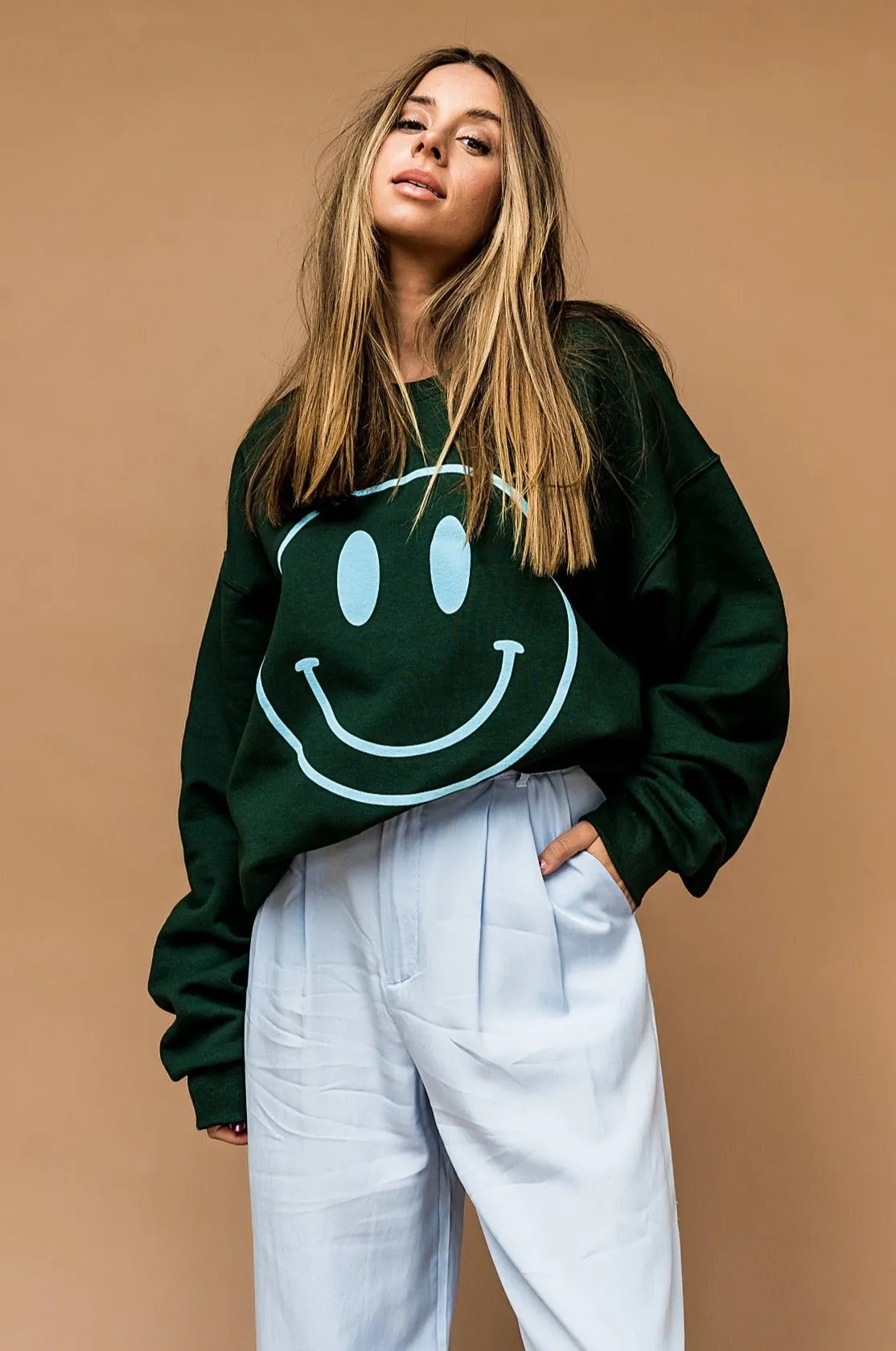 The World Needs Your Magic Puff Print Pullover in Emerald   Sky