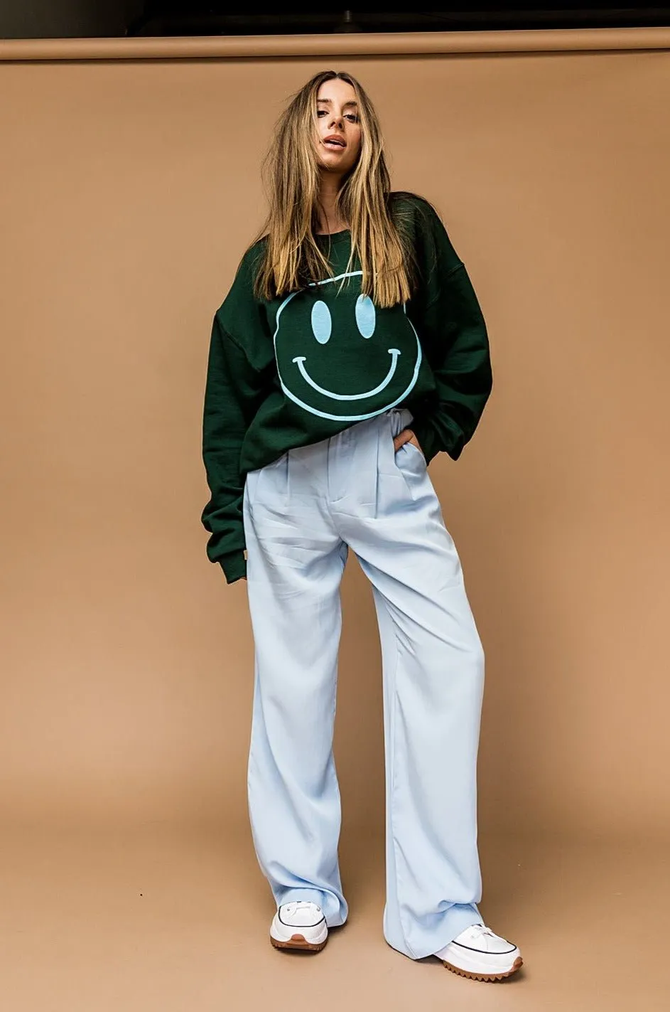 The World Needs Your Magic Puff Print Pullover in Emerald   Sky