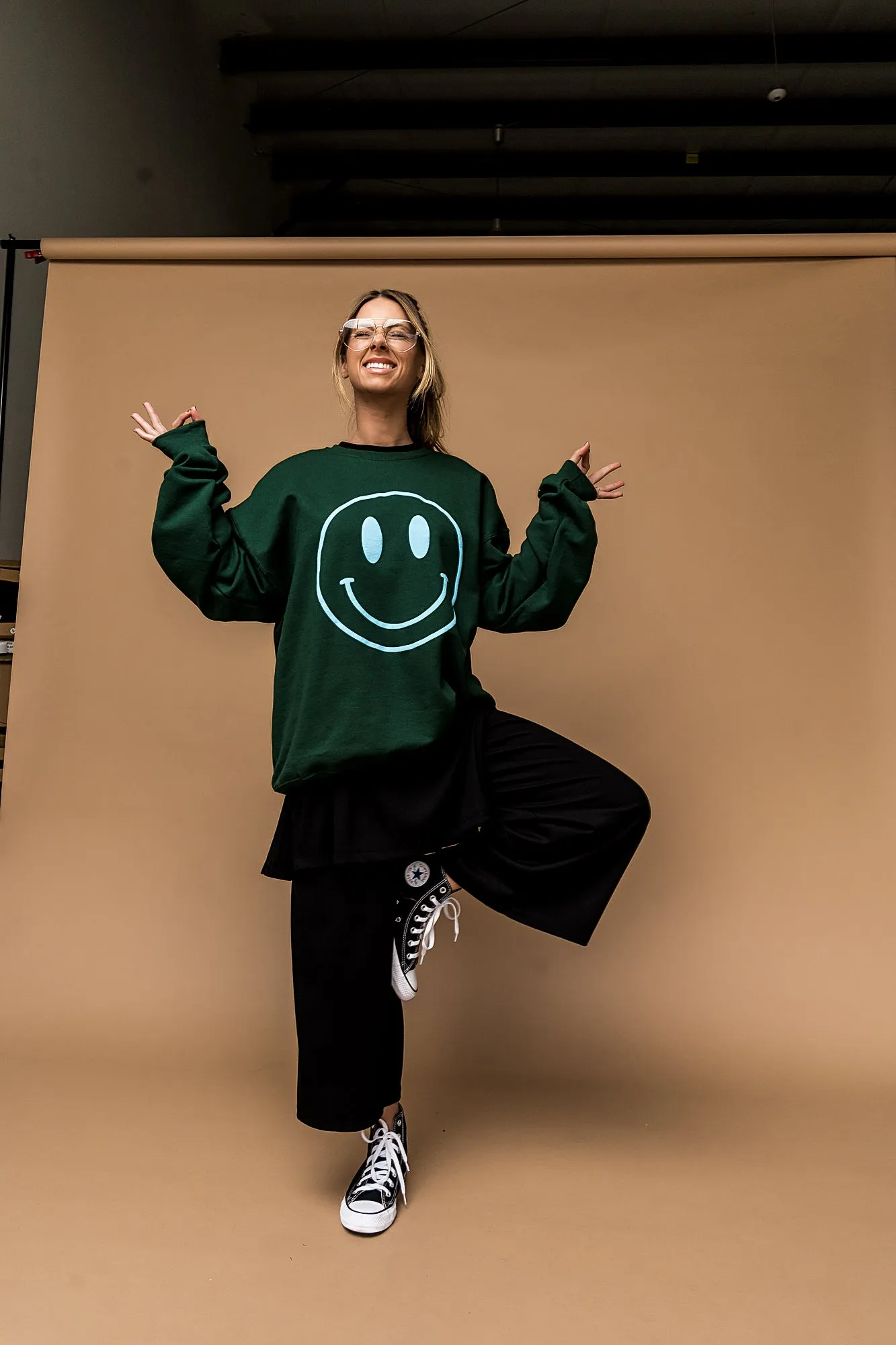 The World Needs Your Magic Puff Print Pullover in Emerald   Sky