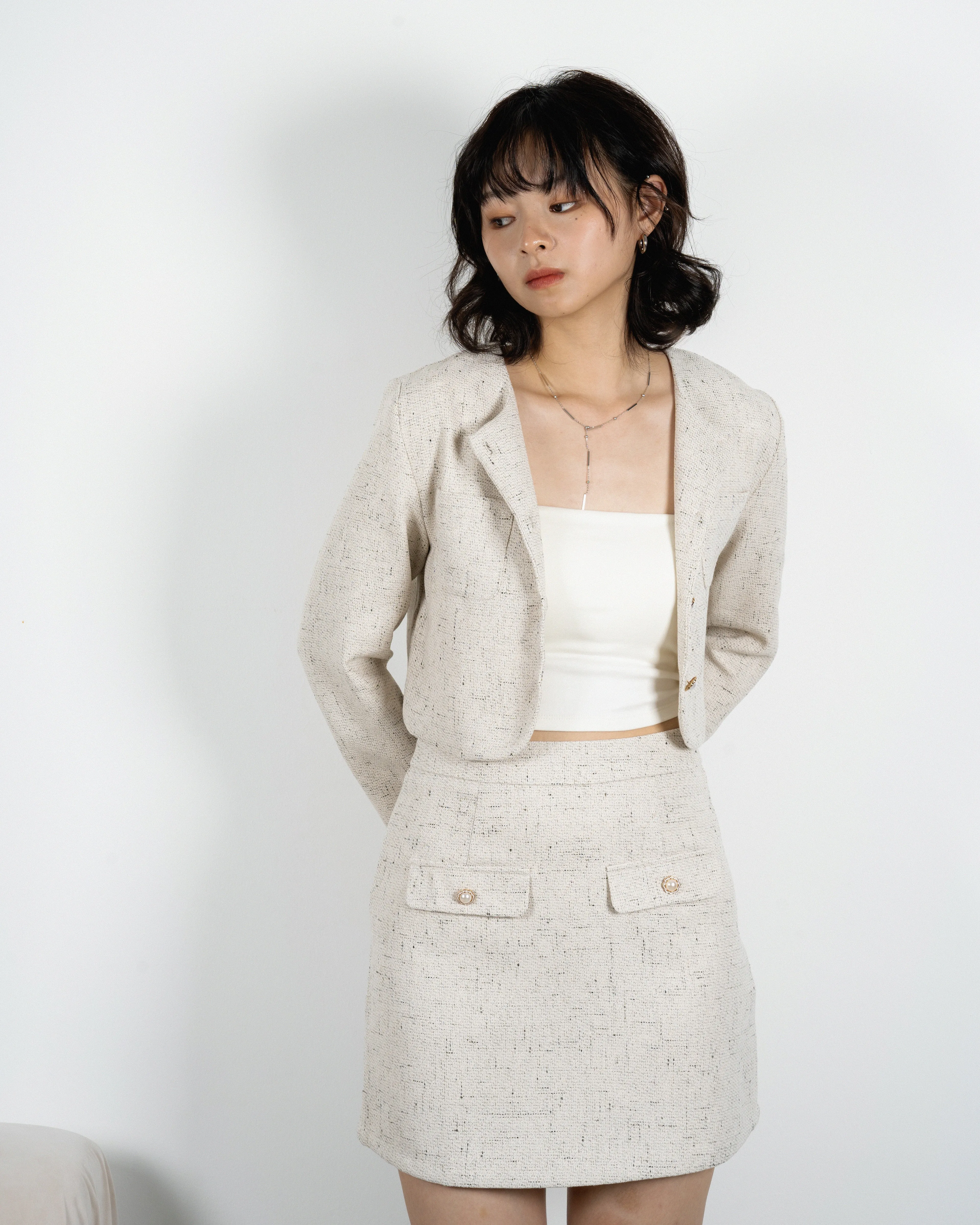 Tweed A-line Skirt (Grey Mix)