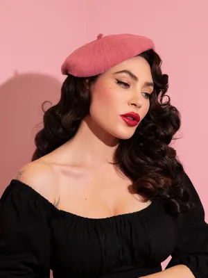 Vintage-Style Beret in Rose Pink