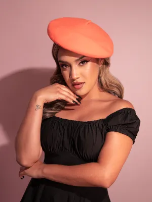 Vintage-Style Beret in Tangerine Orange