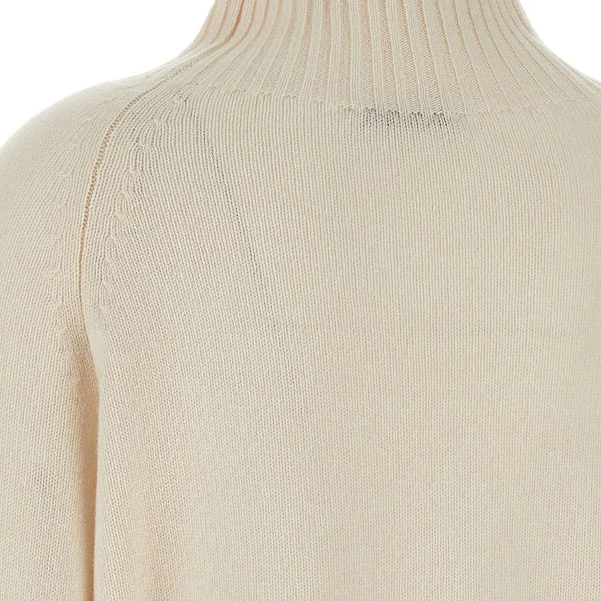 White Cashmere High Funnel Neck Sweater