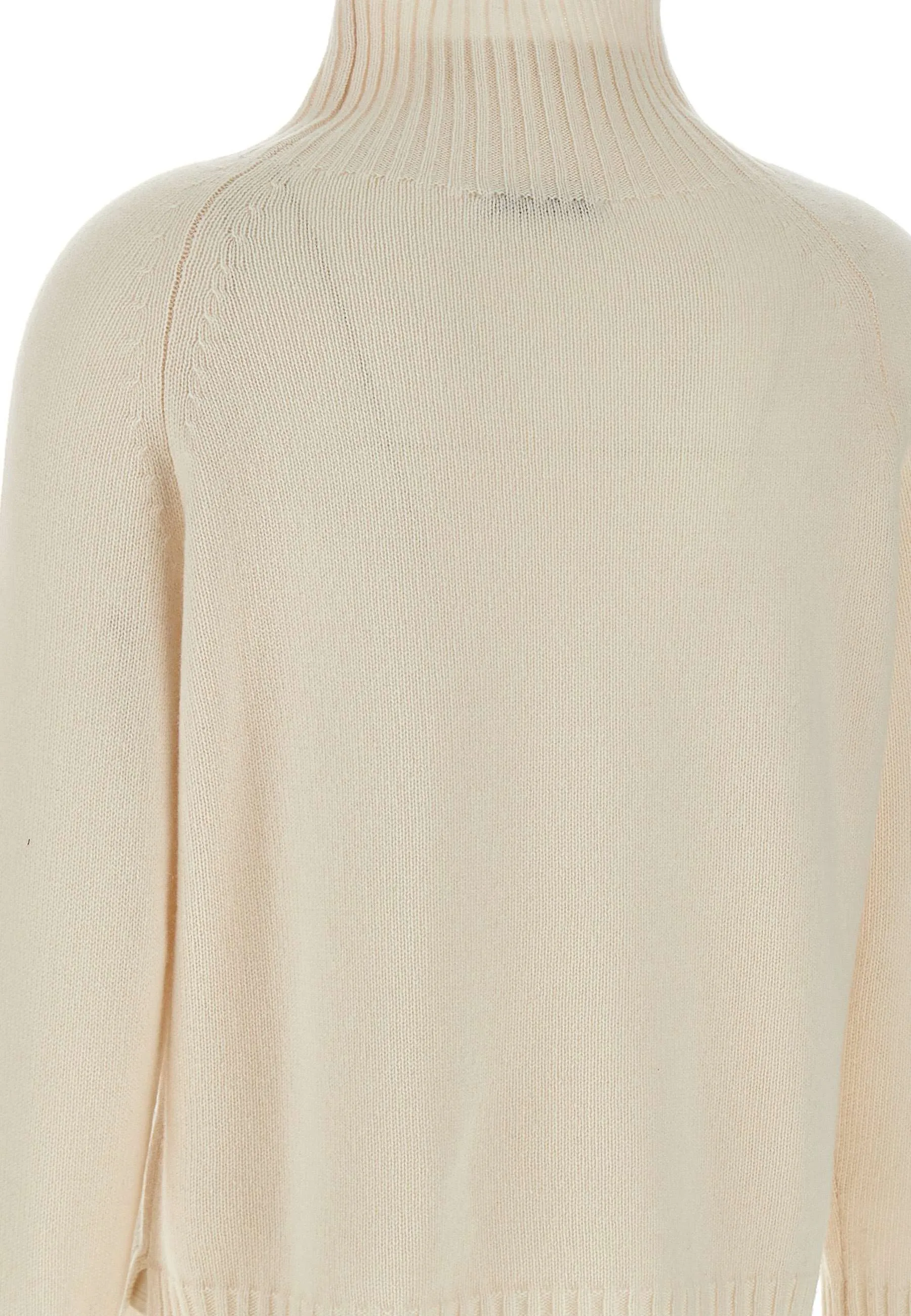 White Cashmere High Funnel Neck Sweater