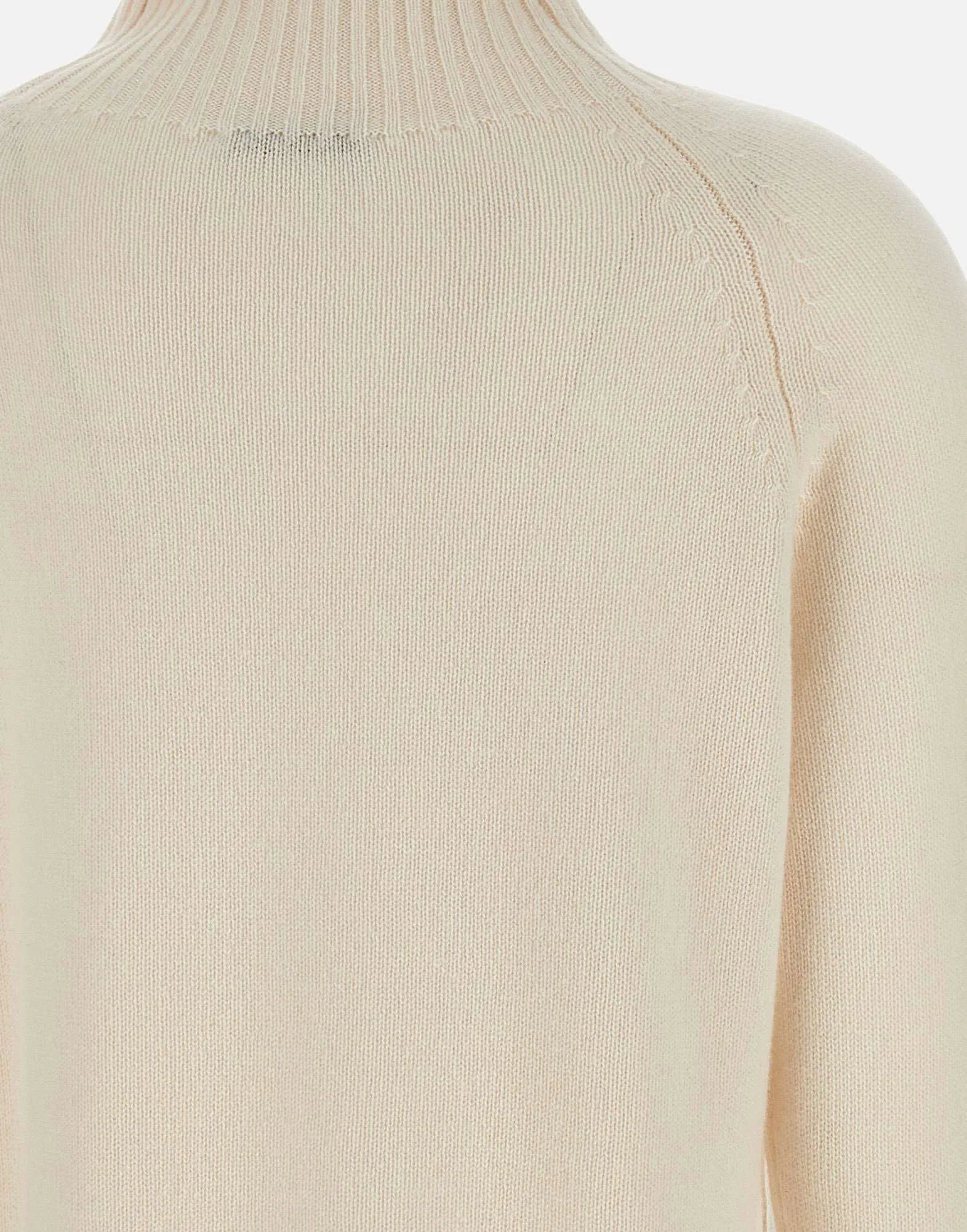 White Cashmere High Funnel Neck Sweater