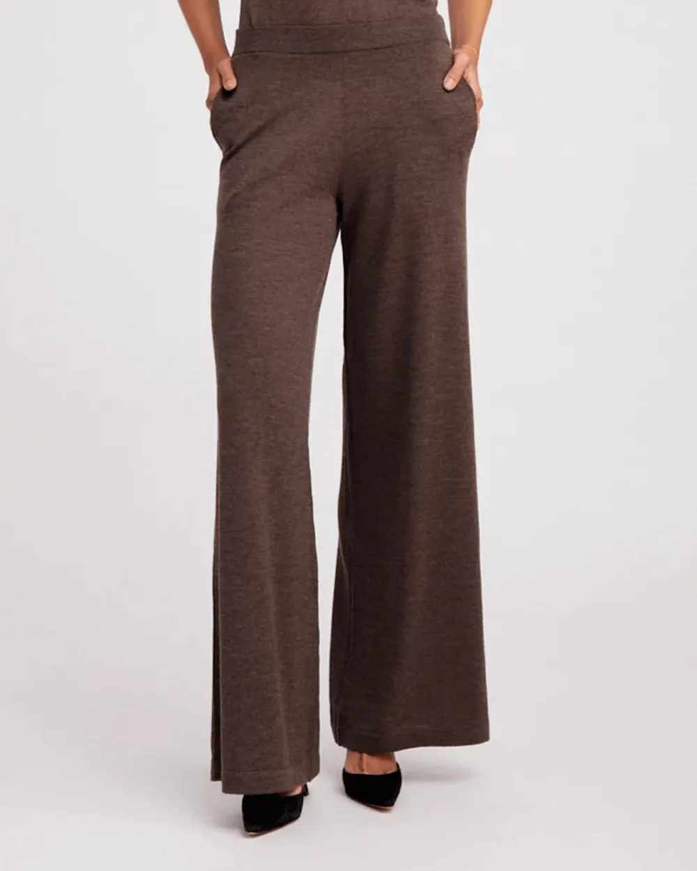 Wide Leg Pant in Heather Brown