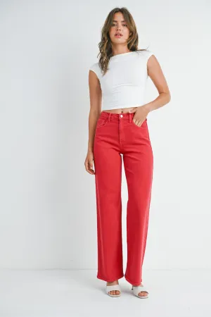 Wide Leg Vintage Red Denim