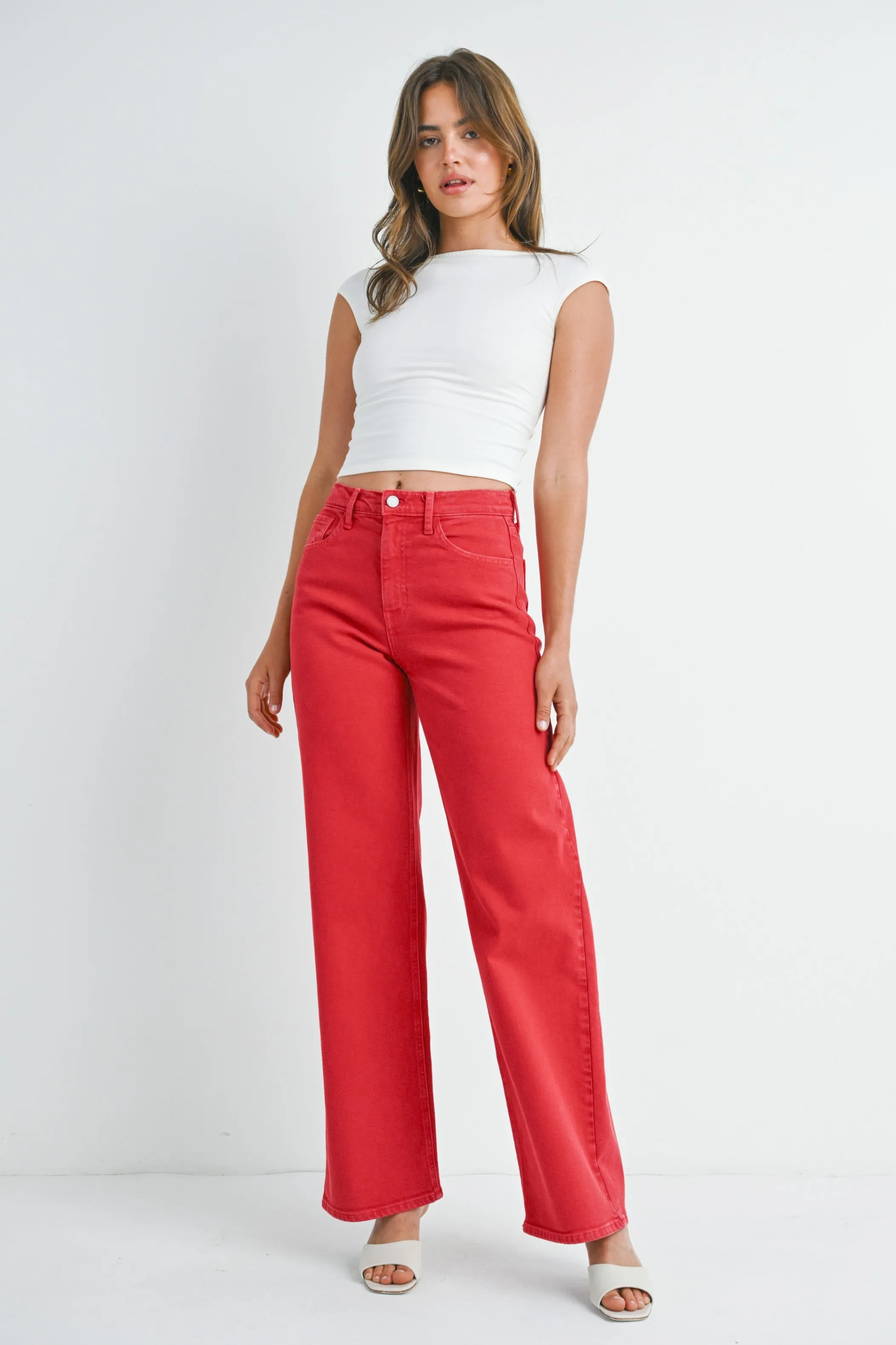 Wide Leg Vintage Red Denim