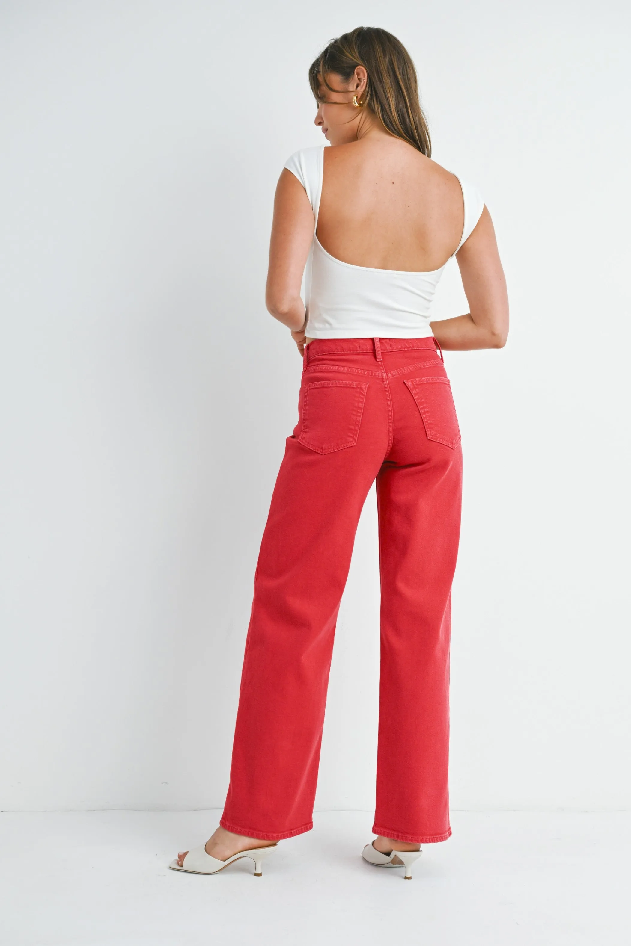 Wide Leg Vintage Red Denim