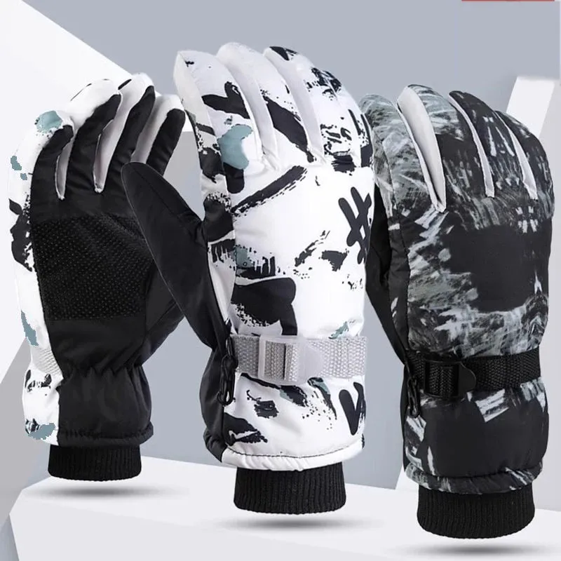 Winter Ski Gloves Warm Thermal Men Women Thickened Cotton Waterproof