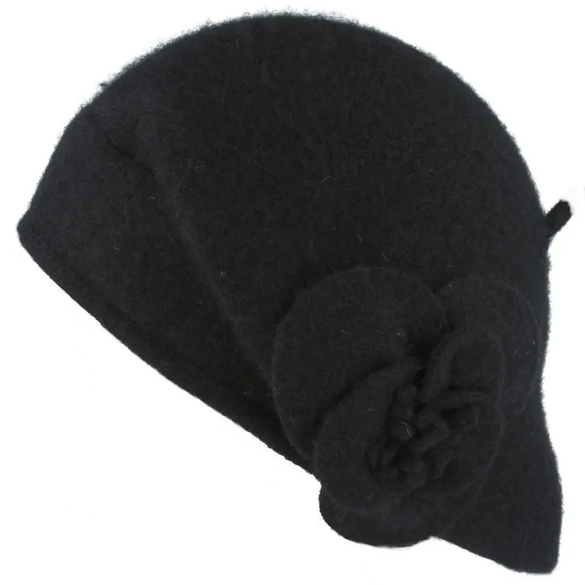 Wool Beret - Flower Detail, Various Colours