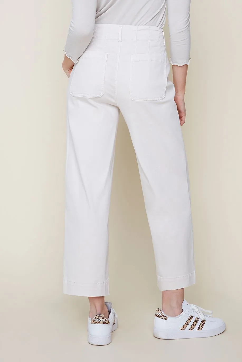 Woven Wide Leg Pant Oyster by Renuar