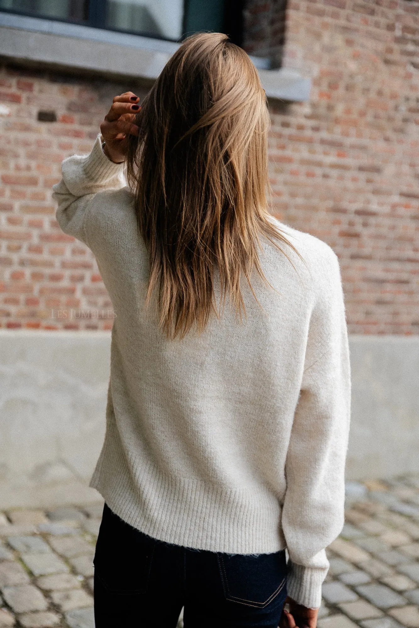 YASAnne high neck LS knit pullover perfectly pale