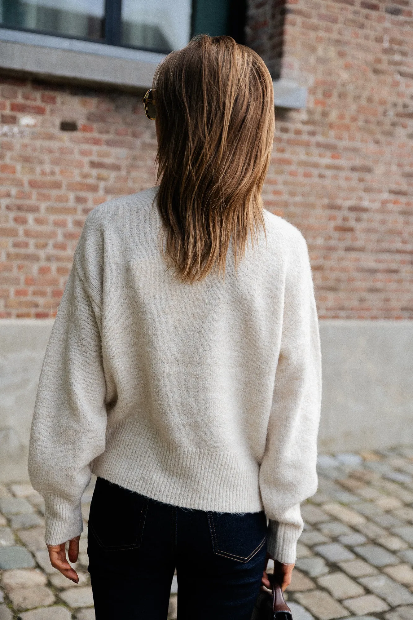 YASAnne high neck LS knit pullover perfectly pale